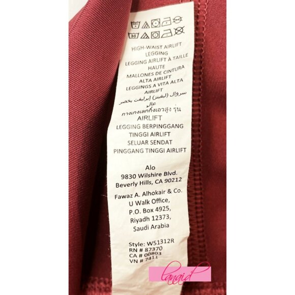 Alo High-Waist Airlift Leggings Terracotta Hi-Rise Waisted Full-Length Tights XS - Picture 9 of 10